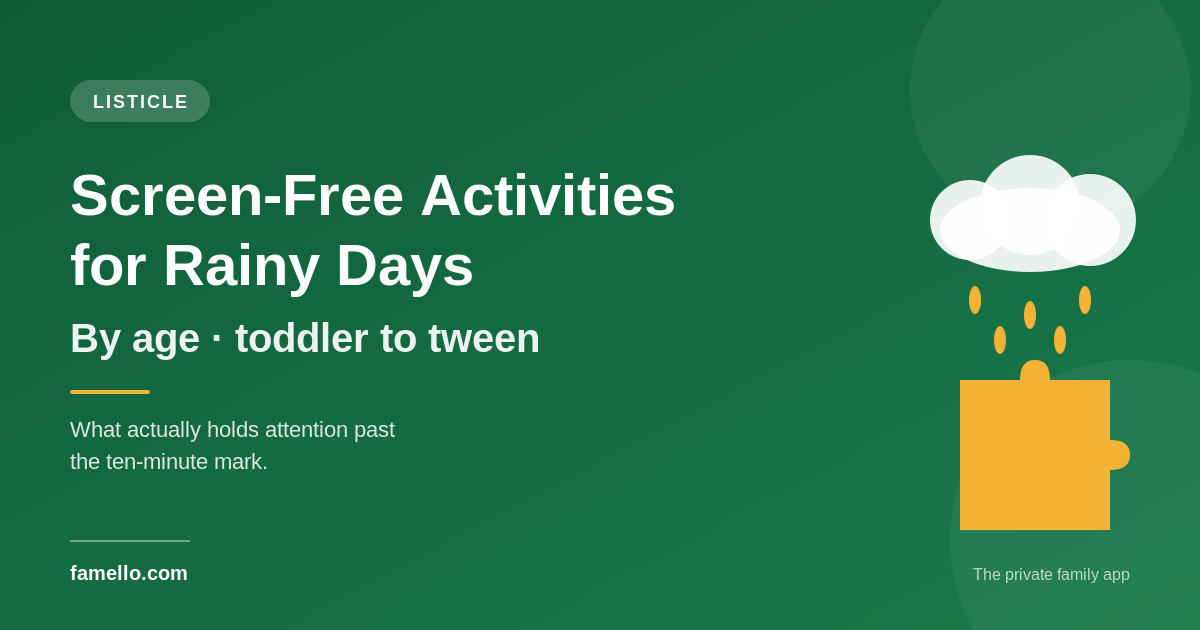 Screen-Free Activities for Kids on Rainy Days (By Age)