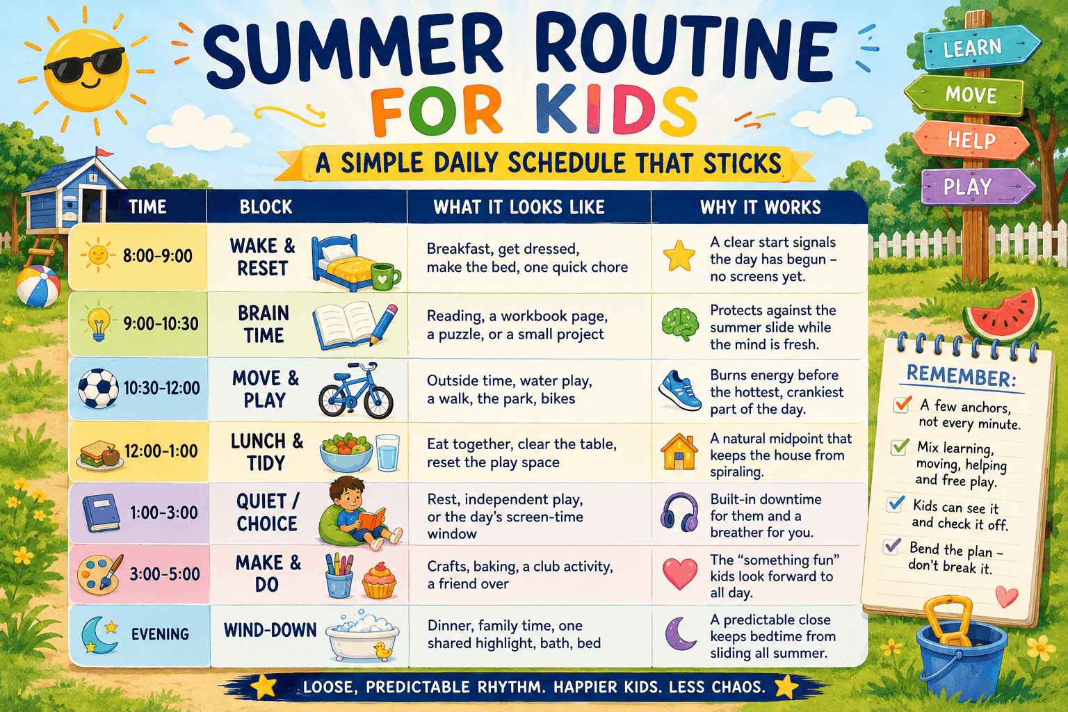 summer routine for kids